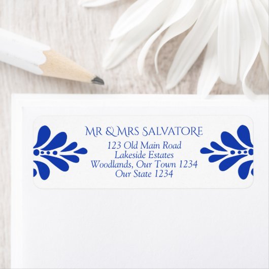 Étiquette Talavera azulejo bleu vintage mexicain mariage (En situation)