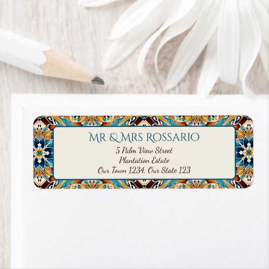 Étiquette Talavera azulejo tuile vintage mariage mexicain (En situation)