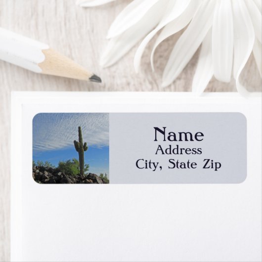 Étiquette Tall Saguaro Cactus Plante Sud-Ouest Désert Photo (En situation)