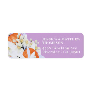 Étiquette Tangerine Agrumes Branches florissantes Wreath Flo