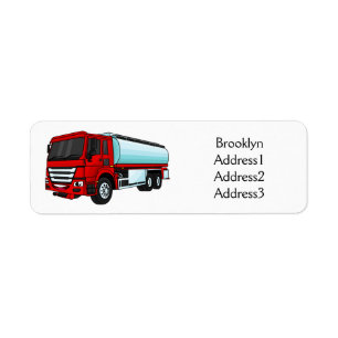 Étiquette Tanker truck fuel transport cartoon illustration