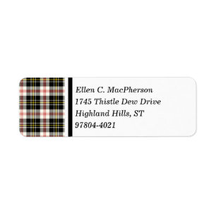 Étiquette Tartan écossais noir et blanc de clan de