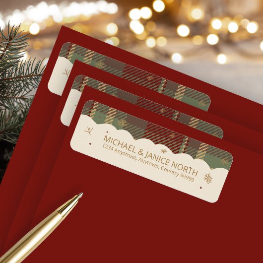 Étiquette Tartan Trim Christmas Border ID1141A