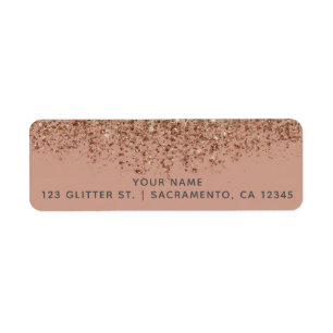 Étiquette Taupe Rose & Bronze Or Pailleté Glamour Chic Soiré