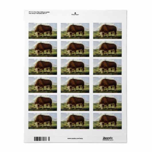 Étiquette Taureau géant (Feuille entière)