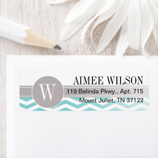 Étiquette :: TBA :: Chic Chevron Monogram | TURQUOISE (En situation)