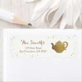 Étiquette Tea party Adresse de retour Label Teapot or Bride (En situation)