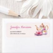 Étiquette Tea Party Pink Girls Let's Par-Tea Anniversaire (En situation)