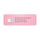 Étiquette Tea Party rose Adresse de retour (Devant)