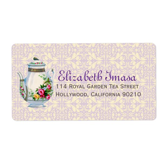 Étiquette Tea Party Vintage violet (Devant)