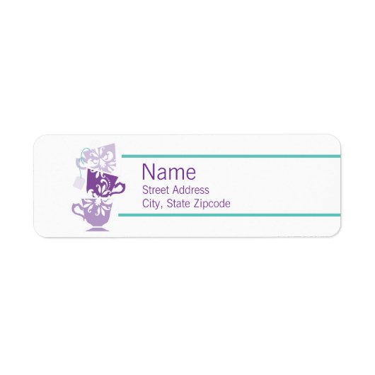 Étiquette Tea violet et turquoise Adresse de retour (Devant)