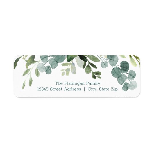 Étiquette Teal Bouquet Upper Swag - Return Address Label (Devant)