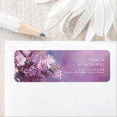 Étiquette Teal Gold Leaf Pink Cherry Blossom (En situation)