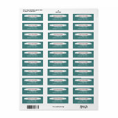 Étiquette Teal Green & Burgundy Address Label with Banner (Feuille entière)