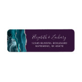 Étiquette Teal Silver Agate Purple Wedding Return Address (Devant)