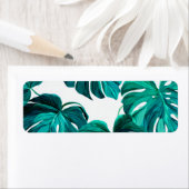 Étiquette Teal Tropical Monstera Leaf Seamless Pattern Art (En situation)
