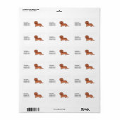 Étiquette Teckels à longs poils rouges Chien de dessin animé (Feuille entière)