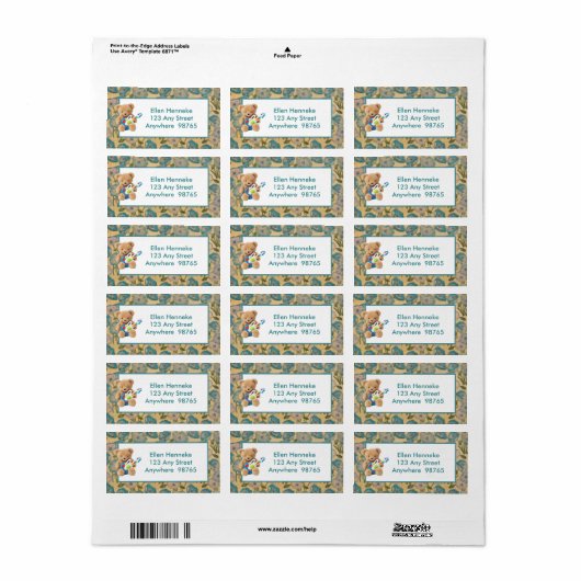 Étiquette Teddy Bear (Feuille entière)