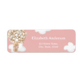Étiquette Teddy Bear Balloons Pink Baby Shower Label (Devant)