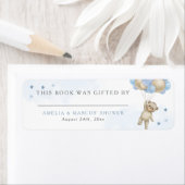 Étiquette Teddy Bear Blue Book Gifted By (En situation)