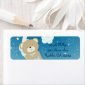 Étiquette Teddy Bear Moon & Stars Baby shower Invitation (En situation)