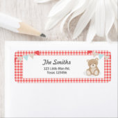 Étiquette Teddy Bear Pique-nique Adresse de retour Label Rou (En situation)