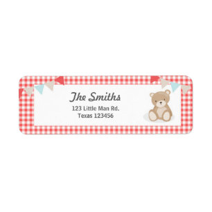 Étiquette Teddy Bear Pique-nique Adresse de retour Label Rou