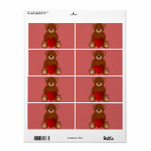 Étiquette Teddy Love (Feuille entière)