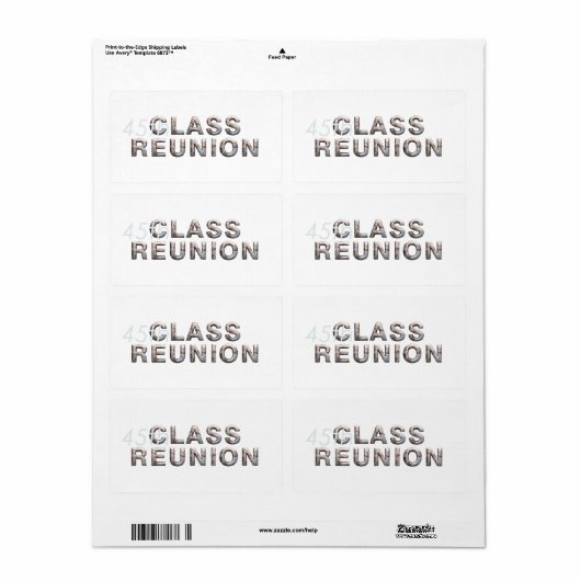 Étiquette TEE 45e Réunion de classe (Feuille entière)