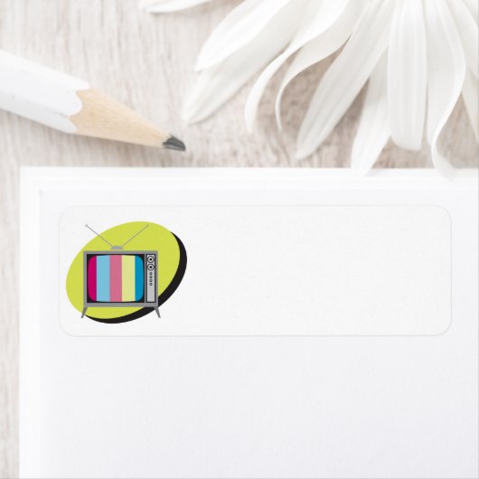 Étiquette télévision rétro (En situation)