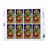 ÉTIQUETTE TEMPERANCE VINS ROUGES SCEAU / TAROTS ANCIENS (Feuille entière)