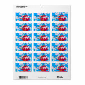 Étiquette Temple japonais avec fleurs de cerisiers (Feuille entière)