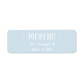 Étiquette tendance | Famille | Bleu clair | Adresse de retou (Devant)