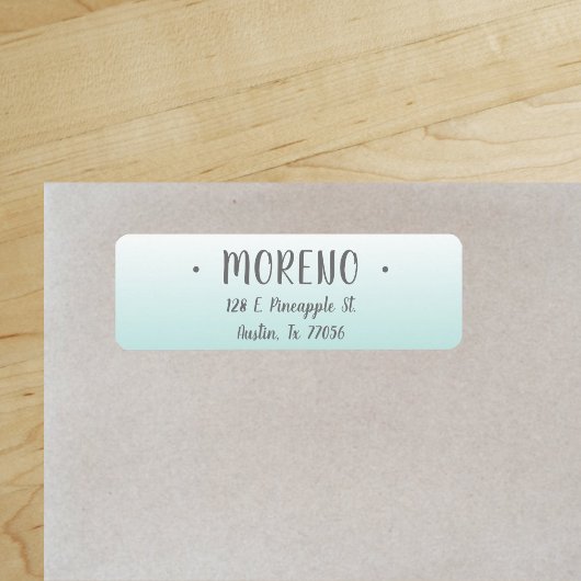 Étiquette tendance | Famille | Dégradé Turquoise | Adresse d
