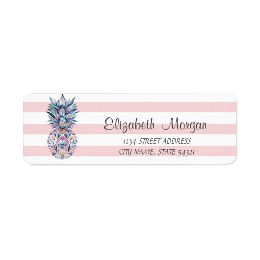 Étiquette Tendance Féminin Coloré Ananas, Rayures (Devant)