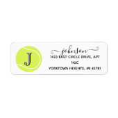 Étiquette Tennis Custom Monogram Swirl Nom Adresse de retour (Devant)