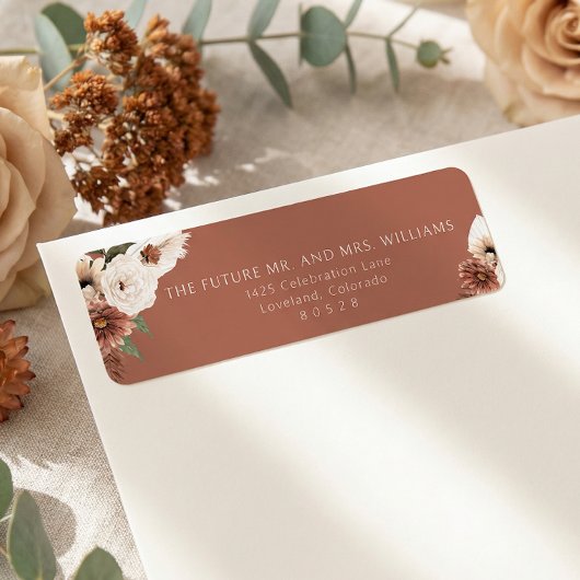 Étiquette Terracotta Fall Wedding Return Address