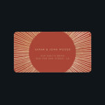 Étiquette Terracotta & Gold sunburframe art déco adresse<br><div class="desc">Une collection minimaliste et un peu rétro art déco en terre cuite et or de vacances,  avec des cadres d'éclat de soleil saisissants.</div>