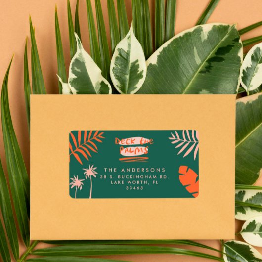 Étiquette terrasse les palmiers couleurs vives noël