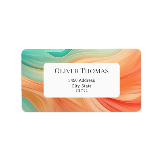 Étiquette terre cuite Abstraite et aquarelle verte de jade (Devant)