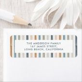 Étiquette Terre de Noël bleu rayure moderne (En situation)