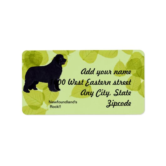 Étiquette Terre-Neuve - Design Feuille vert (Devant)