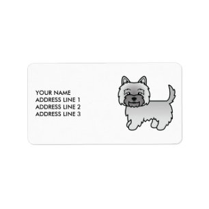 Étiquette Terrier Cairn Gris Chien de Dessin Animé Mignon &
