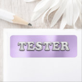 Étiquette Tester 3D gris argenté violet Contanteurs d'échant (En situation)