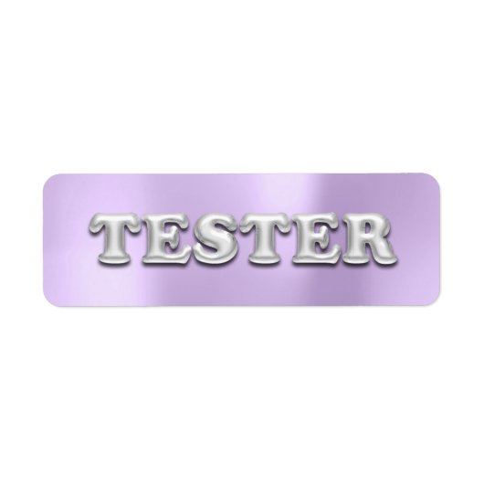 Étiquette Tester 3D gris argenté violet Contanteurs d'échant (Devant)