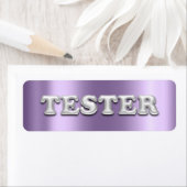 Étiquette Tester 3D violet d'argent Contanteurs d'échantillo (En situation)