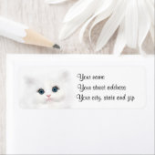 Étiquette Tête de chaton perse blanc (En situation)