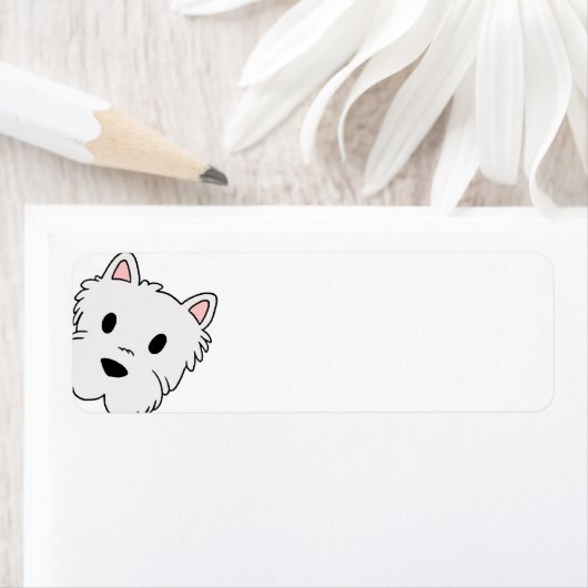 Étiquette tête de dessin westie (En situation)