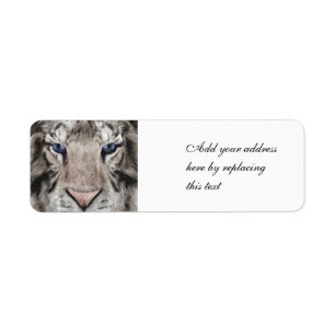 Étiquette Tête de Tigre Blanc Esthétique Faunique