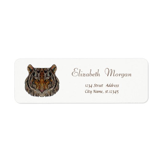 Étiquette Tête de tigre simple, blanche (Devant)